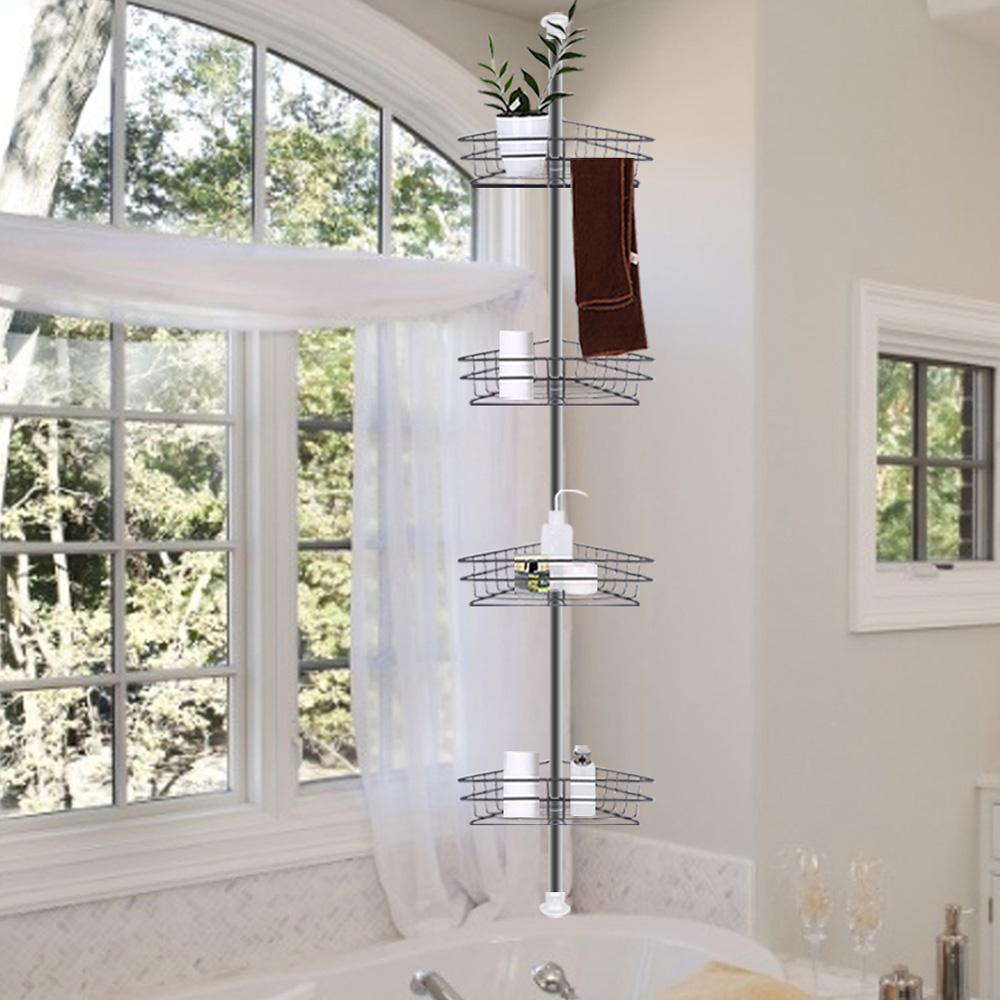 Living And Home WH0711 Black Metal Multi-Tier Bathroom Corner Storage Rack Image 2