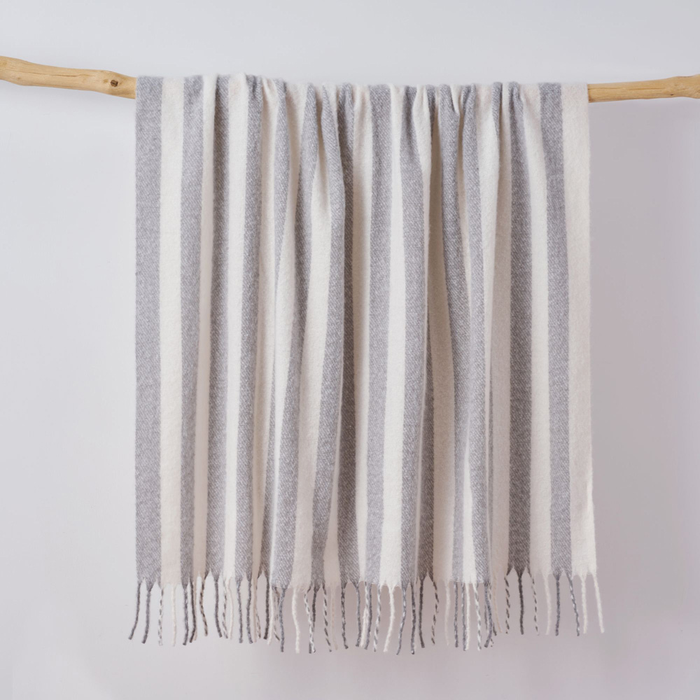 Allure Bath Fashions Grey Faux Mohair Striped Herringbone Throw Blanket 130 x 170cm Image 3