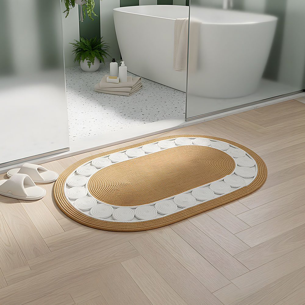 Living and Home Brown and White Braided Oval Rug 100 x 60cm Image 7
