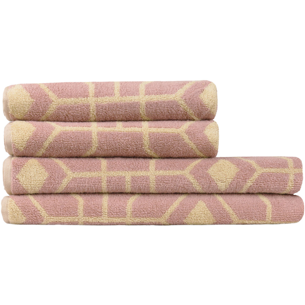 furn. Bee Deco Turkish Cotton Jacquard Blush Towel Bundle Set of 4 Image 1