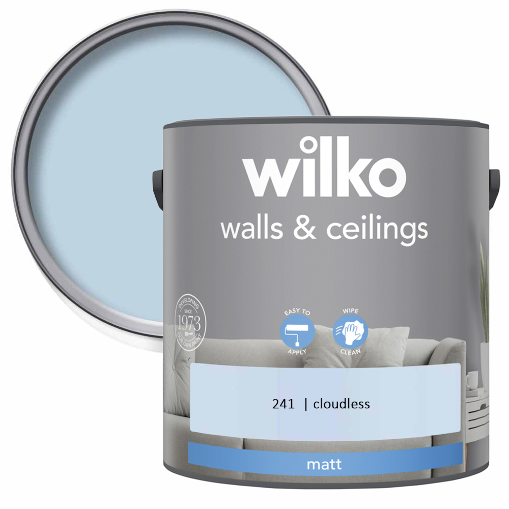 Wilko Walls & Ceilings Cloudless Matt Emulsion Paint 2.5L Image 1