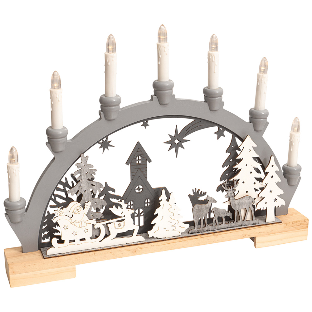Xmas Haus Festive LED Wooden Candle Bridge Image 1