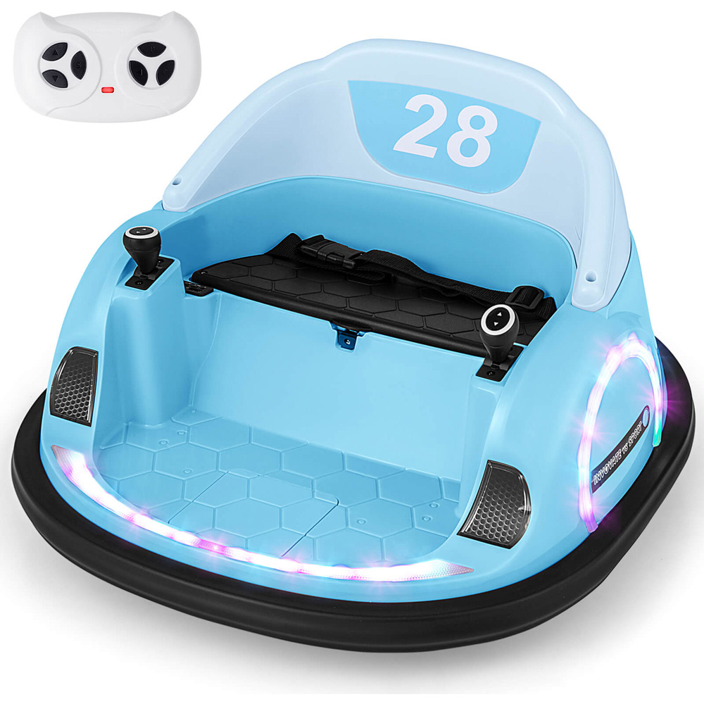 Costway Kids Blue Ride On Bumper Car with Flashing Lights and Remote Control 12V Image 4