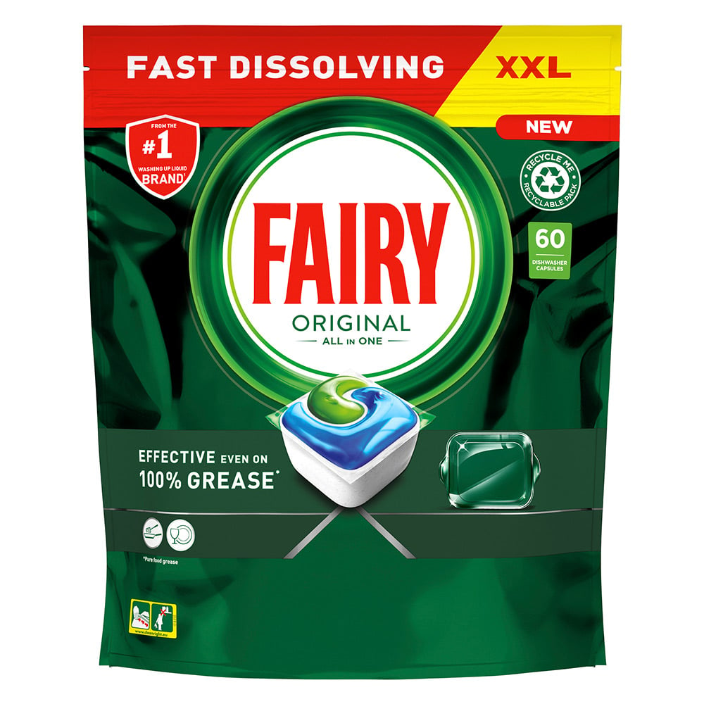 Fairy All in One Original Dishwasher Tablet 60 Pack Image 1