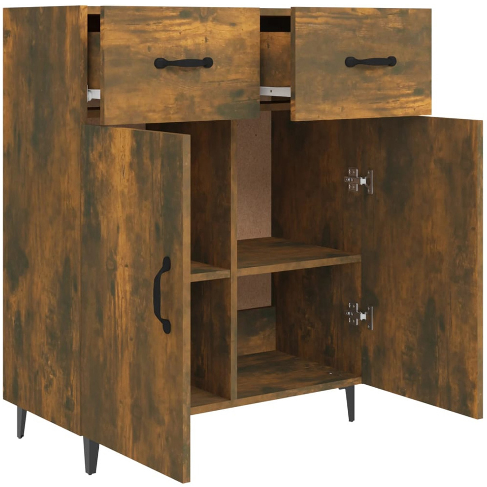 vidaXL 2 Door 2 Drawer Smoked Oak Sideboard Image 7
