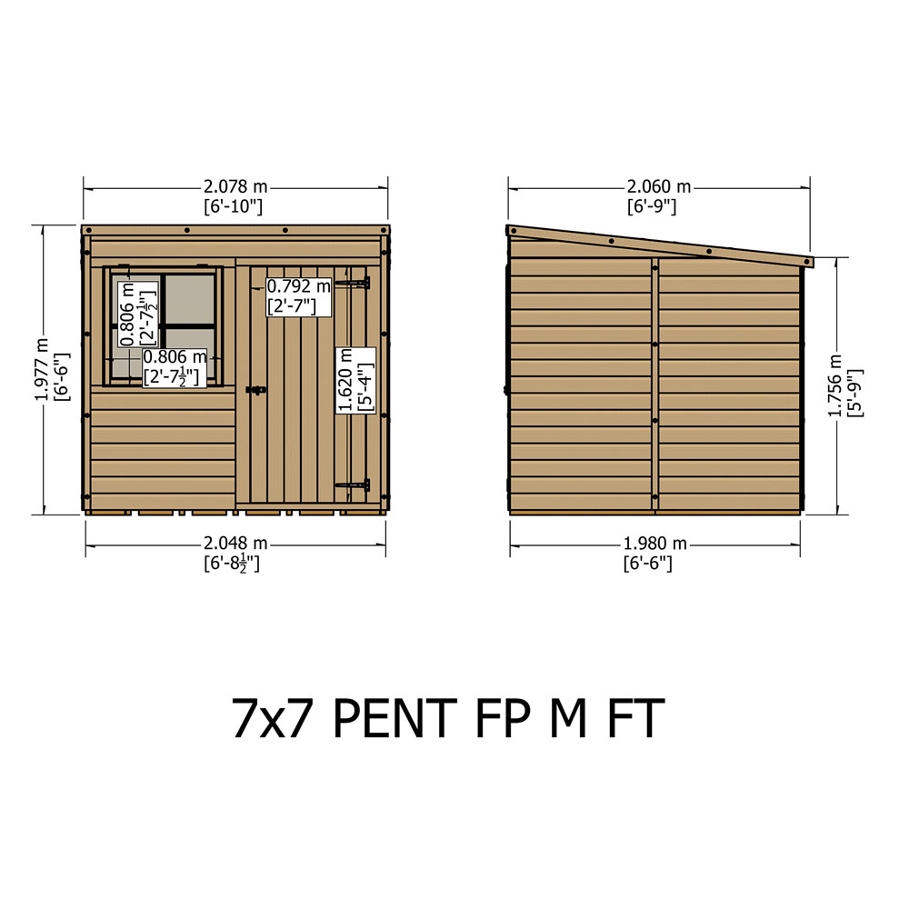 Shire 7 x 7ft Dip Treated Tongue and Groove Pent Shed Image 4