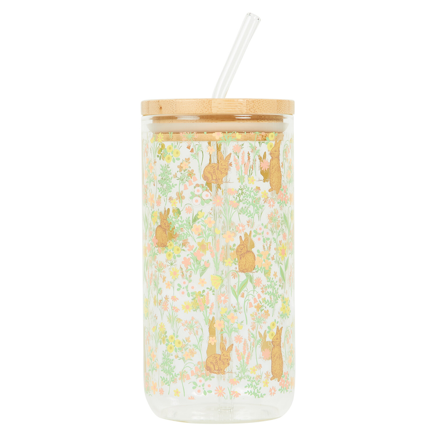 Bunny Glass Drinking Jar - Multicolour Image 1