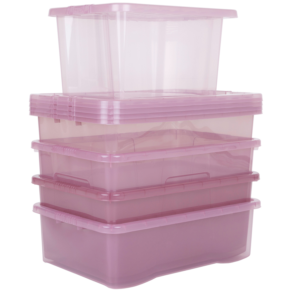Wham Multisize Crystal Stackable Plastic Orchid Storage Box and Lid Set 5 Piece Image 1
