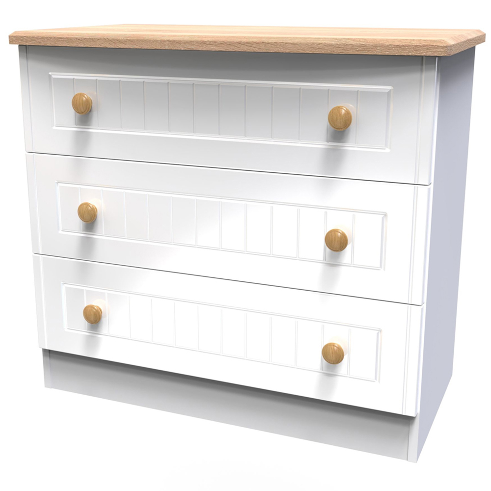 Crowndale Warwick 3 Drawer White Ash and Oak Chest of Drawers Image 4