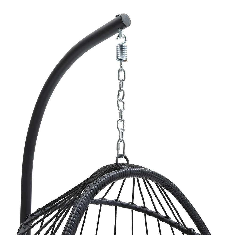 Living and Home Black Linear Wicker Hanging Egg Chair Image 5