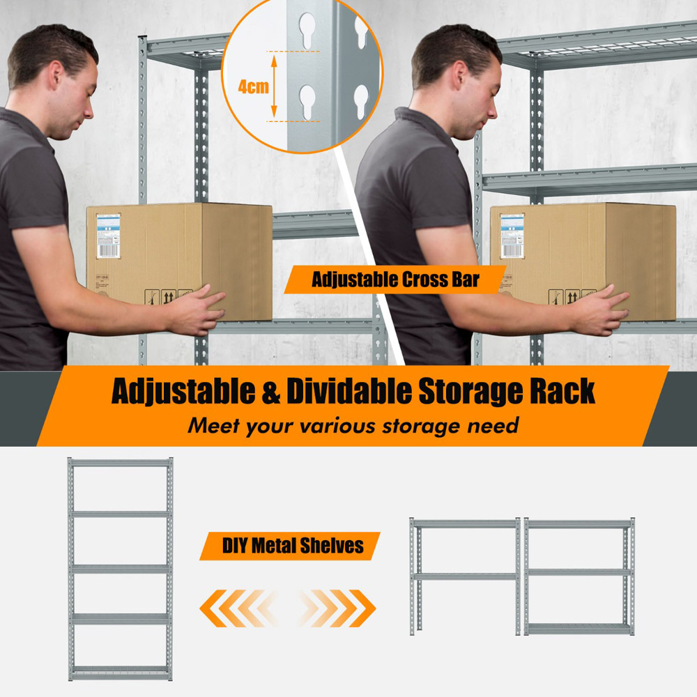 Costway 5 Shelf Grey Warehouse Shelving Unit Image 8