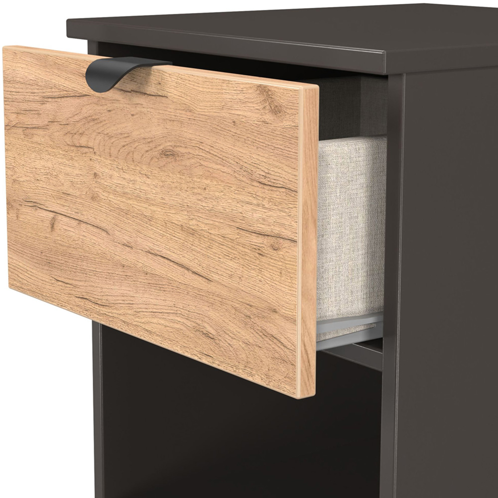 Crowndale Bora 2 Drawer Single Shelf Gold Oak and Graphite Bedside Cabinet Image 5