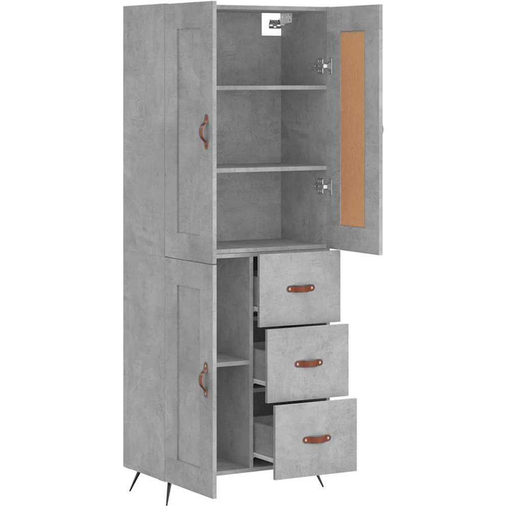 vidaXL 3 Door 3 Drawer Concrete Grey Highboard Image 4