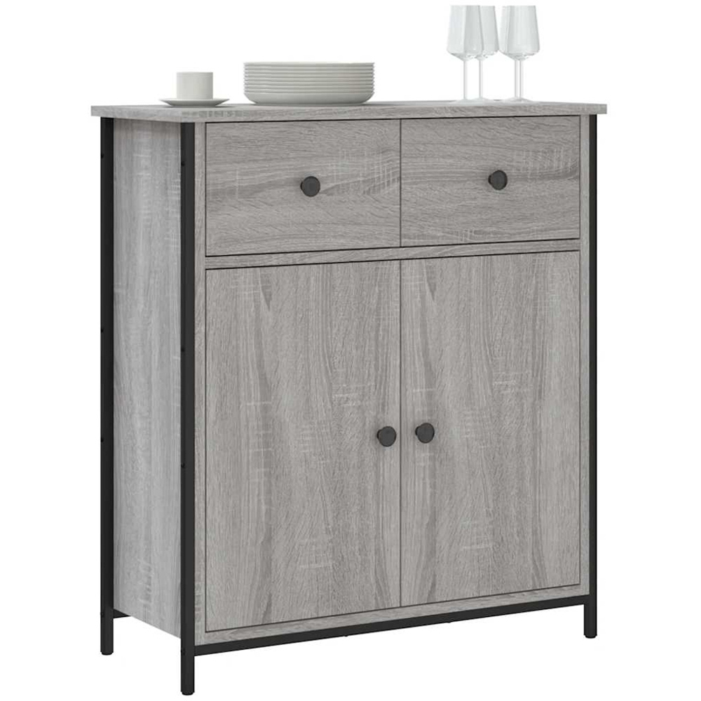 vidaXL 2 Door 2 Drawer Grey Sonoma Wooden Sideboard Image 3