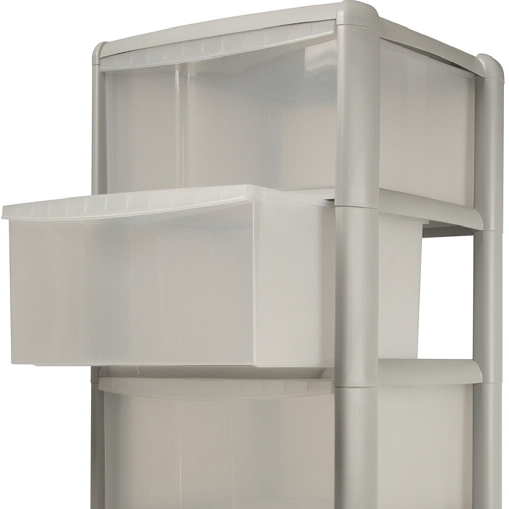 Grey 4 Drawer Tower Storage Unit Image 4