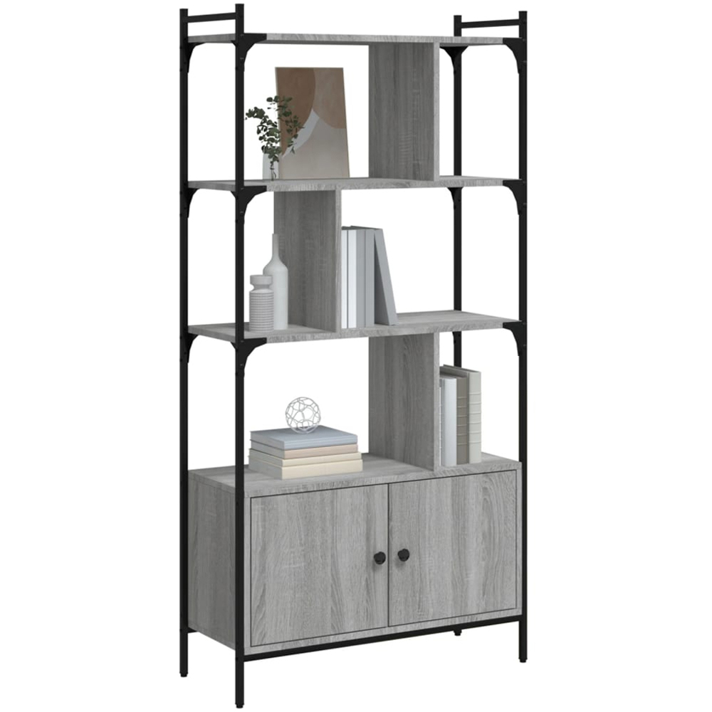 vidaXL 2 Door 6 Shelf Grey Sonoma Bookcase Image 3