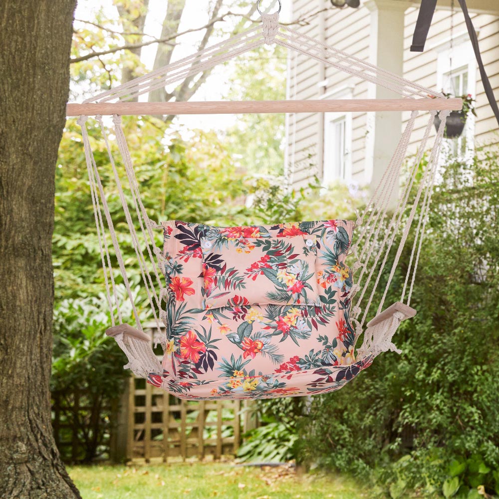 Outsunny Floral Hanging Hammock Swing Chair Image 1