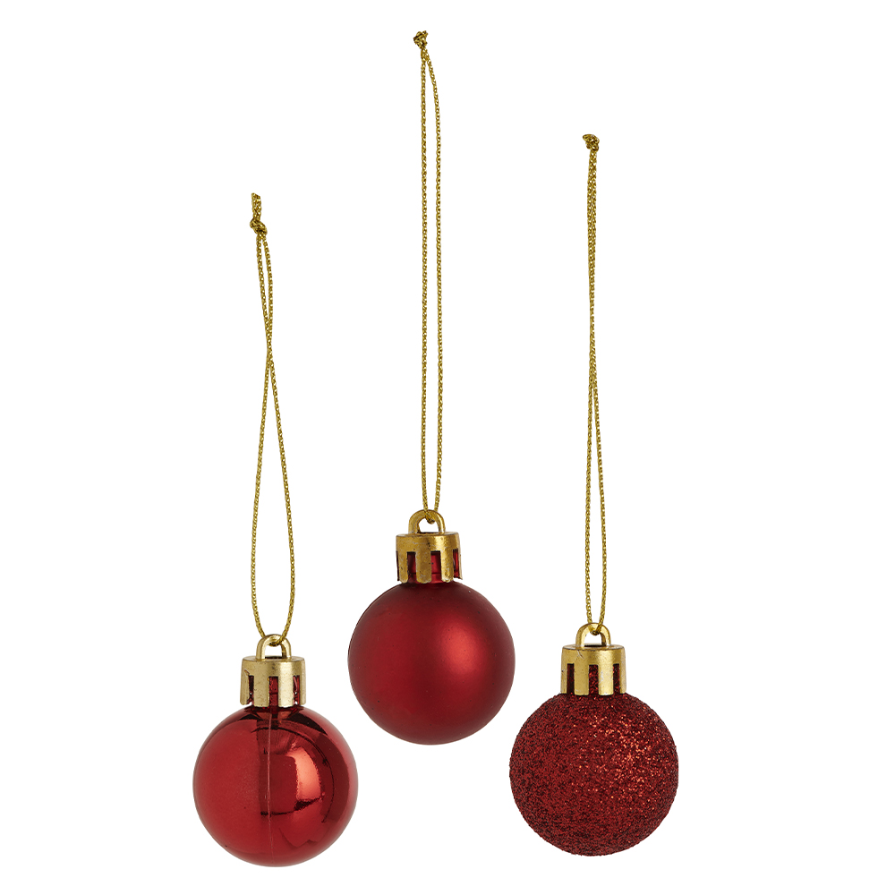 Single Wilko Mini Bauble 10 Pack in Assorted styles Image 4