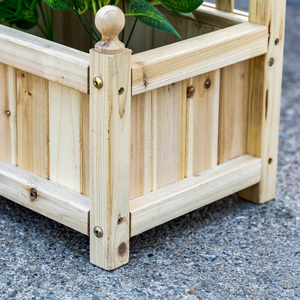 Outsunny Natural Raised Garden Bed Planter with Trellis 120 x 28 x 64cm Image 4