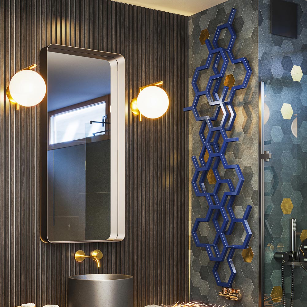 Terma Hex 1708 BTU Denim Radiator 1700 x 573mm Image 2