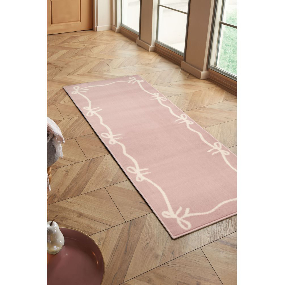 Homemaker Maestro Pink Bow Border Runner 67 x 200cm Image 5