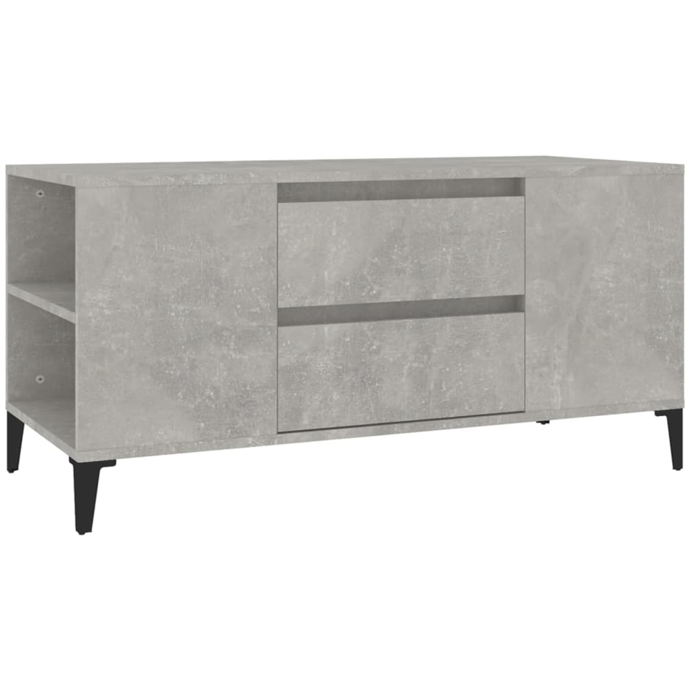 vidaXL 2 Drawer 4 Shelf Concrete Grey TV Cabinet Image 2