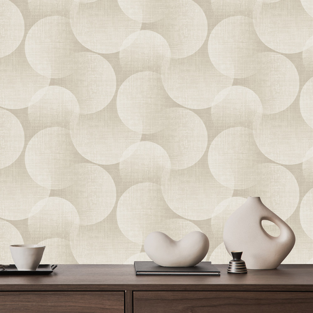 Belgravia Decor Zambaiti Parati Marrakech Large Orb Beige Wallpaper Image 2