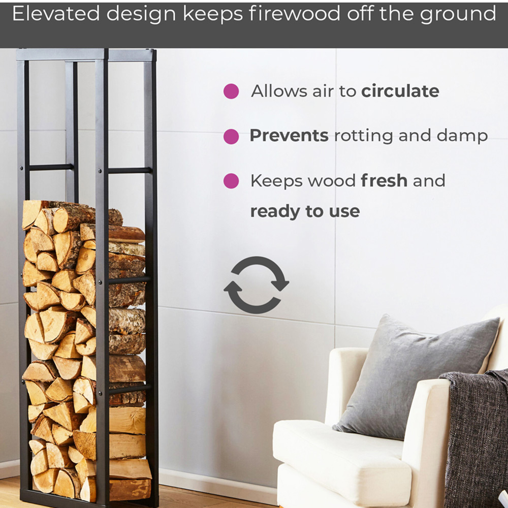Neo Tall Black Firewood Log Rack Image 4