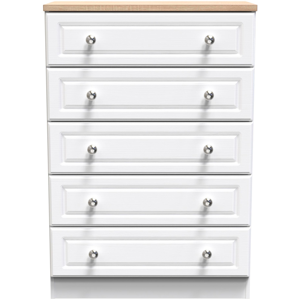 Crowndale Norfolk 5 Drawer White Ash and Bardolino Oak Chest of Drawers Image 2