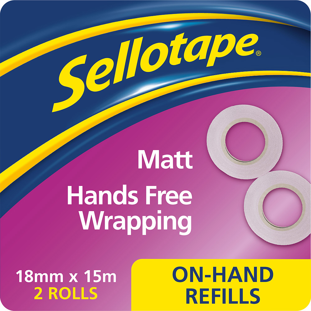 Sellotape Invisible Matt On-Hand Tape Dispenser Refill Rolls 18mm x 15m 2 Pack Image 2