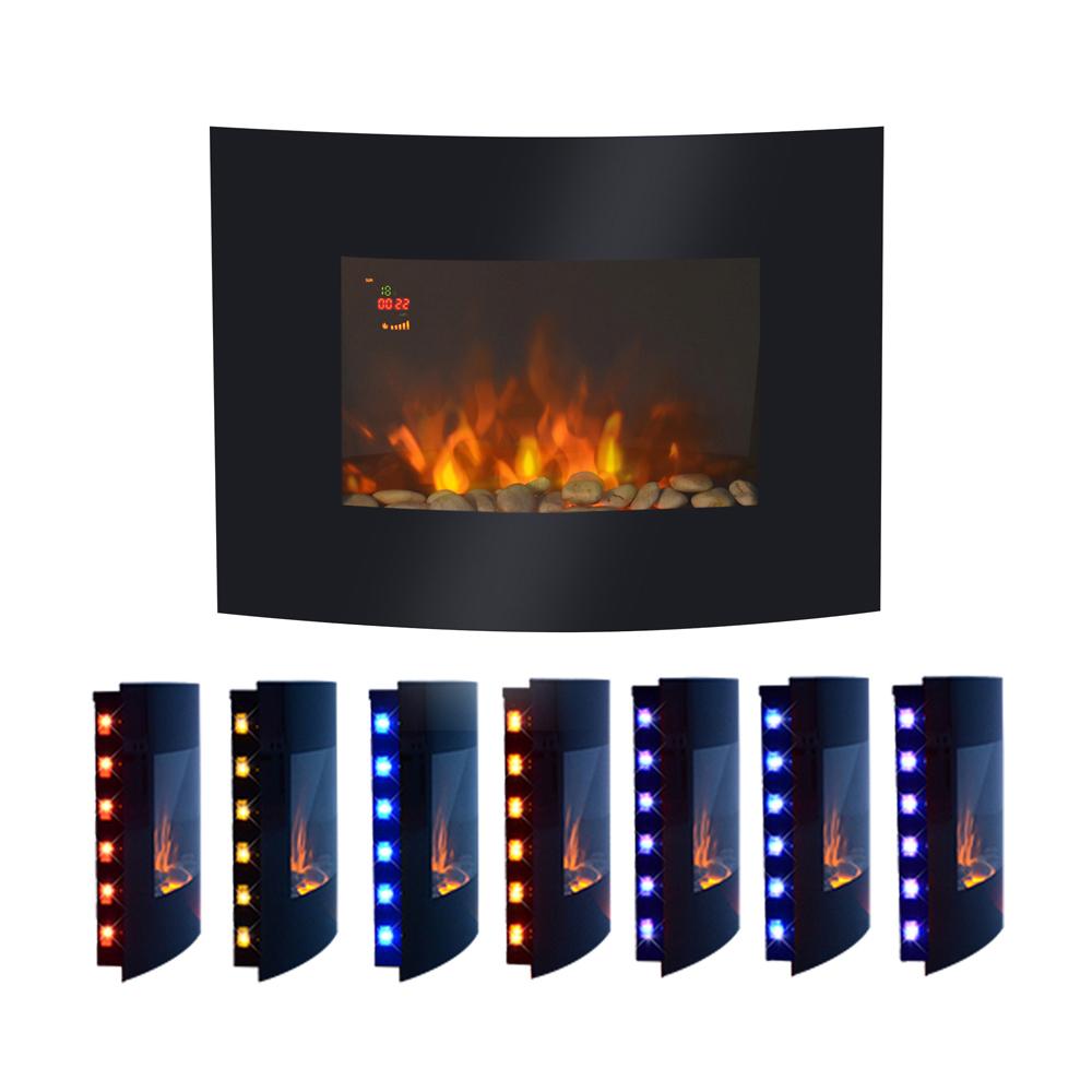 HOMCOM Ava LED Curved Electric Wall Fireplace Heater Image 6