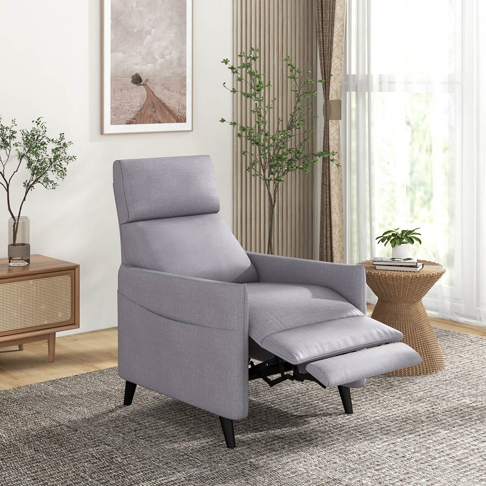 Costway Grey Recliner Armchair with Footrest Image 5