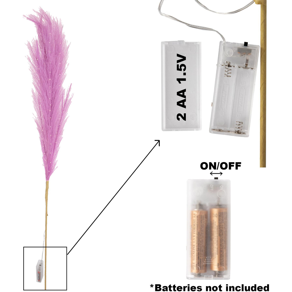 Shatchi Pre Lit Pink Pampas Grass 100cm Image 2