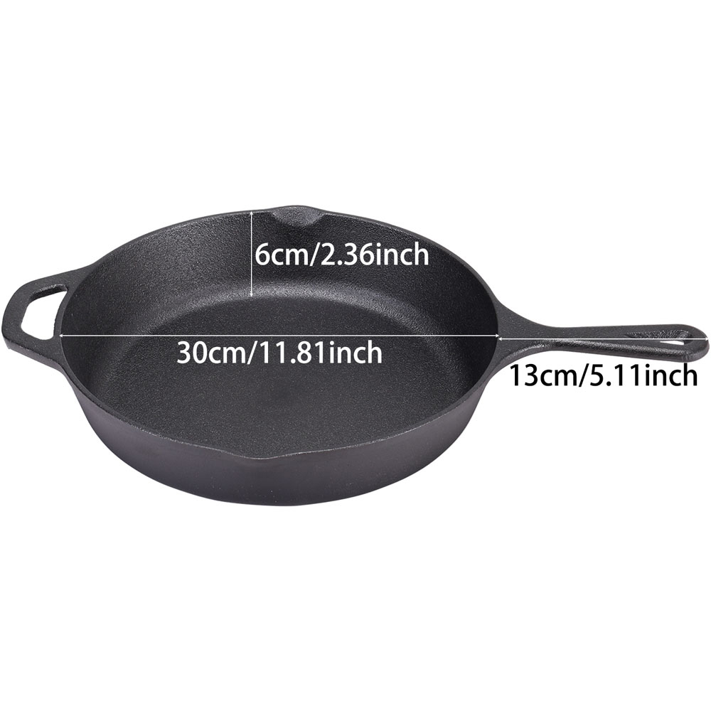 Living and Home Cast Iron Frying Pan with Handles Image 7