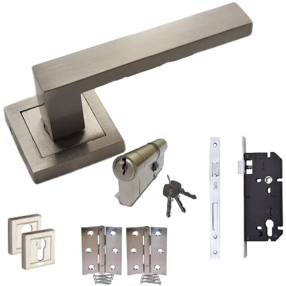 Golden Grace Satin Stainless Steel Delta Door Handle Set Image 1