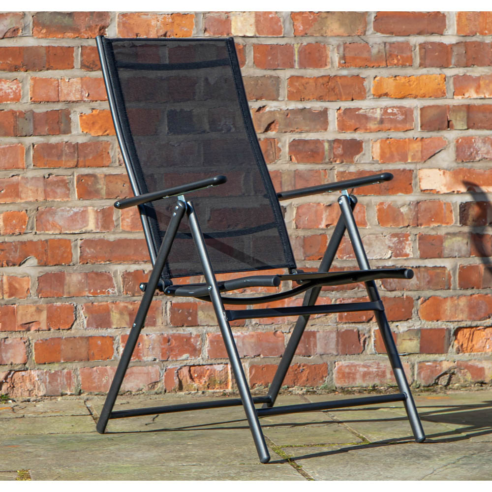 Samuel Alexander 4 Seater Glass Top Outdoor Dining Set with Green Banana Parasol and Base Image 8