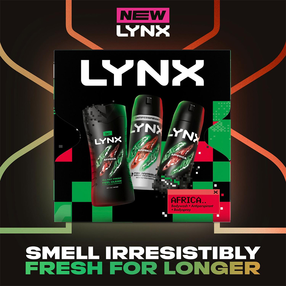 Lynx Africa Men's Body Wash Body Spray and Antiperspirant Gift Set 3 Piece 2 Pack Image 4