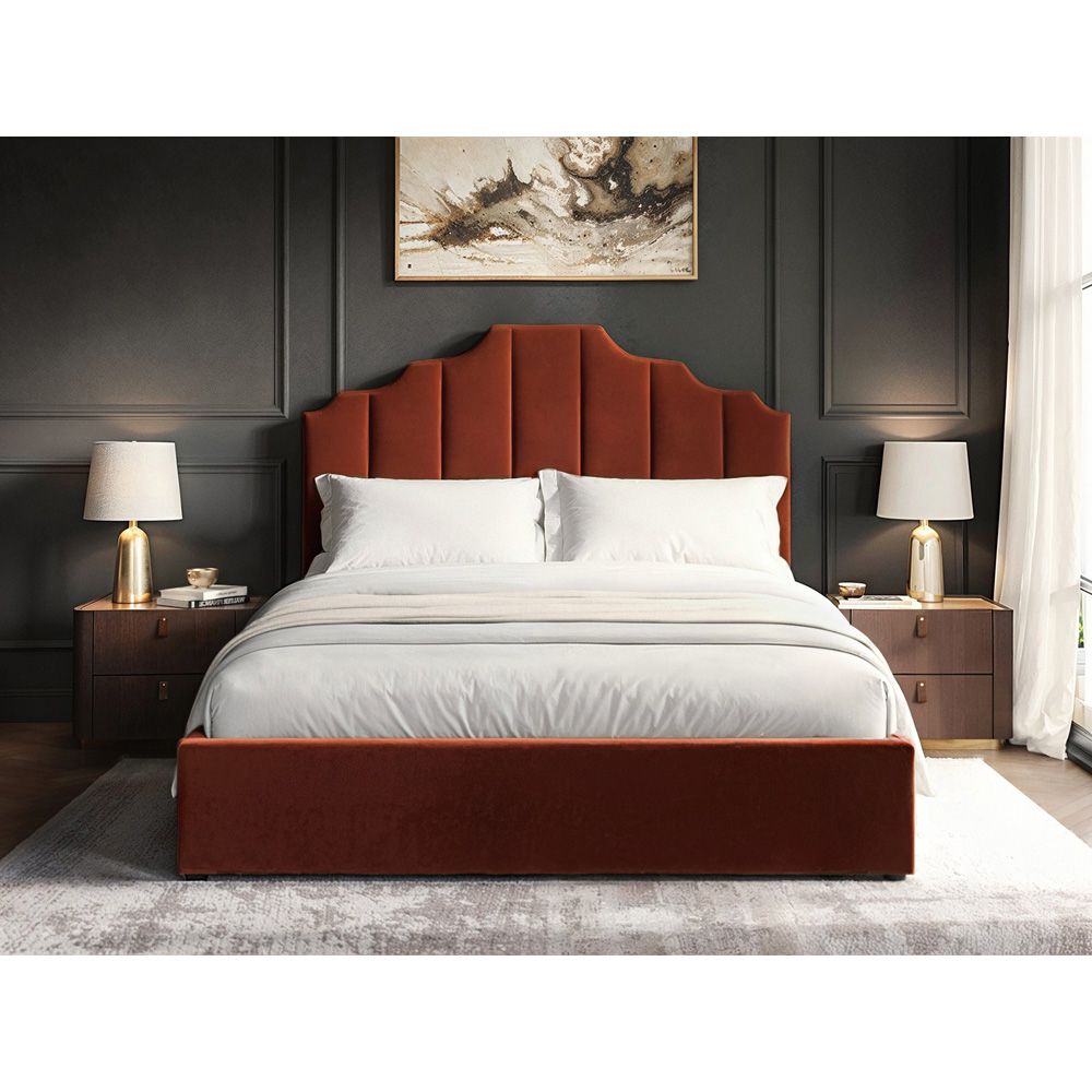 Flair Margot Double Orange Velvet Ottoman Bed Image 4
