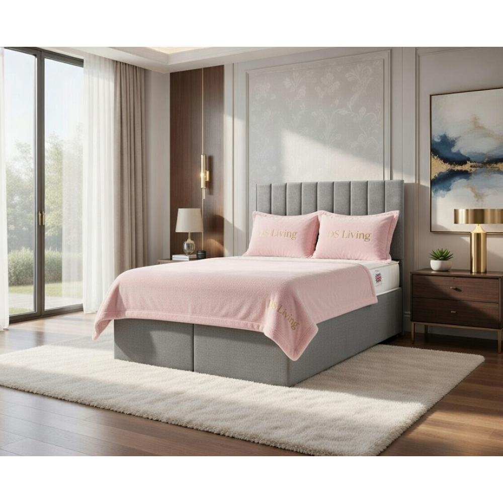 DS Living Aria Double Silver Plush Ottoman Bed Image 4