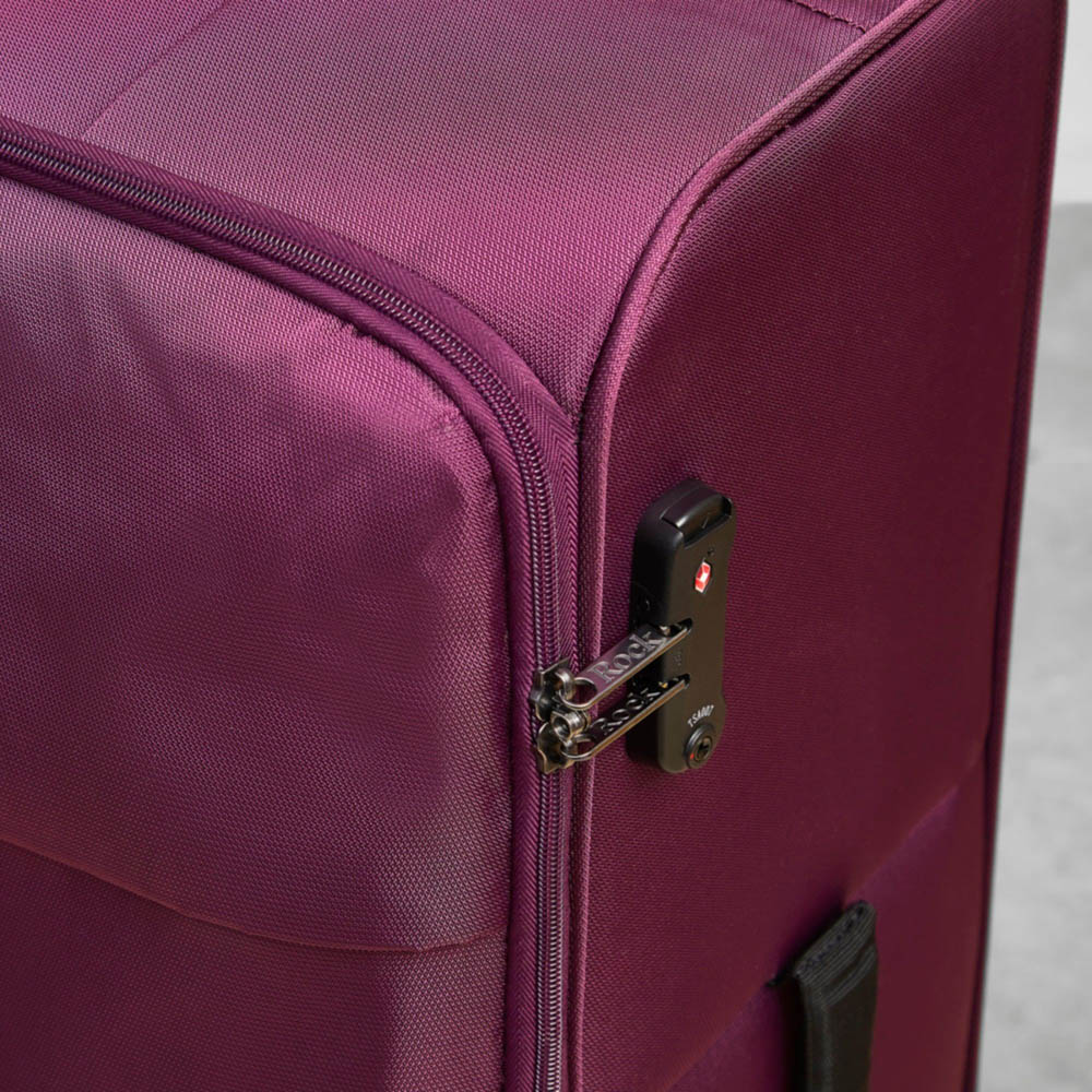 Rock Luggage Paris Set of 3 Purple Softshell Suitcases Image 5