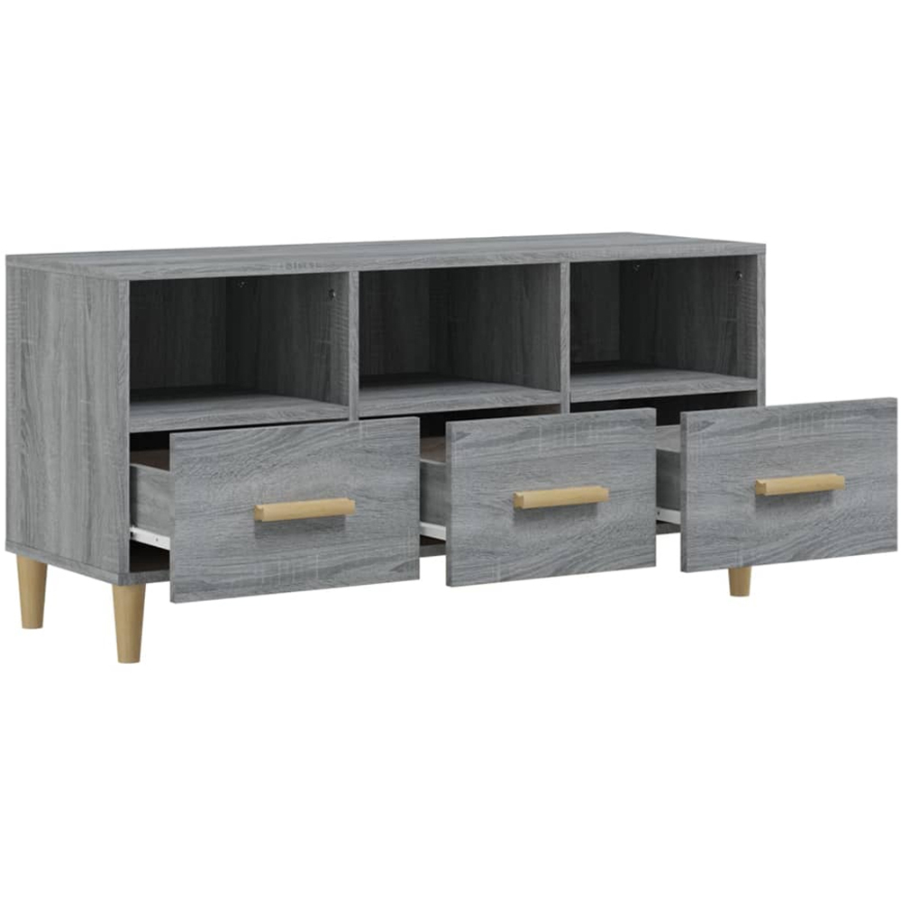 vidaXL 3 Drawer 3 Shelf Grey Sonoma TV Cabinet Image 4