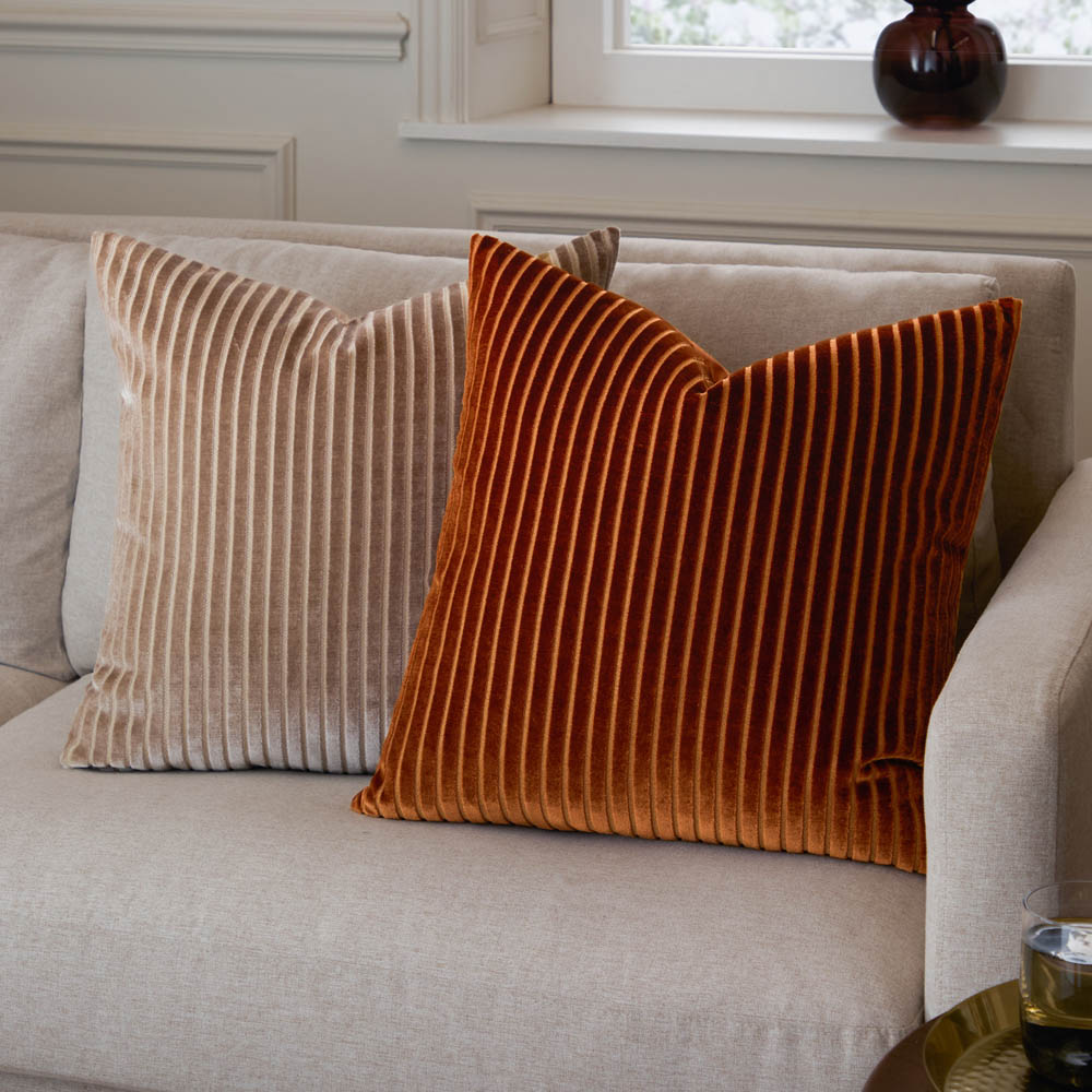 Paoletti Savoy Brick Stripe Velvet Reversible Cushion 50 x 50cm Image 6