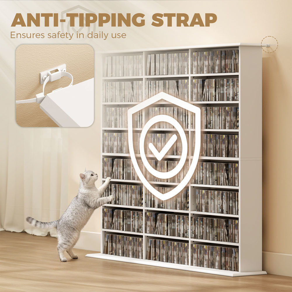 HOMCOM 24 Shelf White DVD Storage Unit Image 7