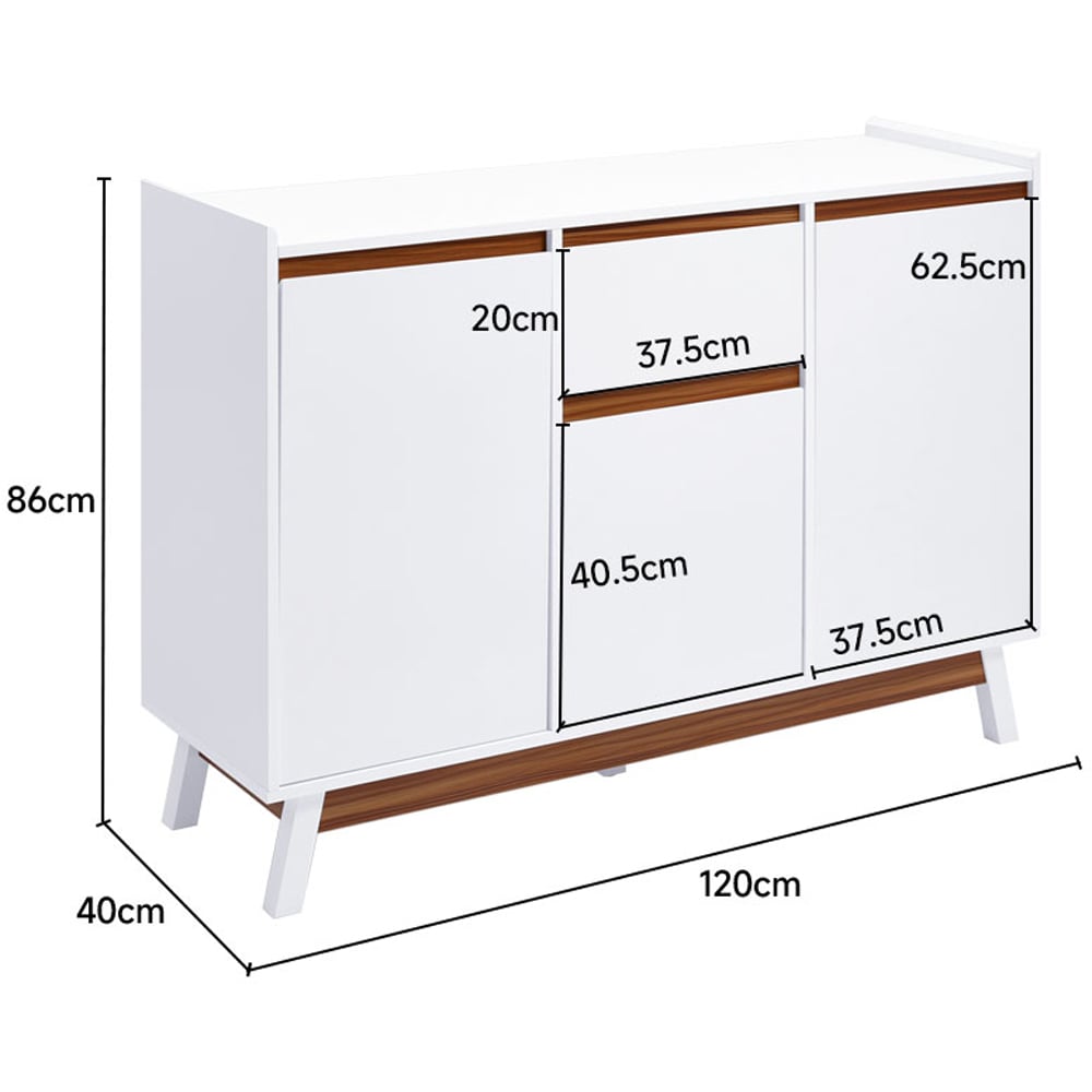 Living and Home 3 Door Single Drawer White Sideboard Image 9