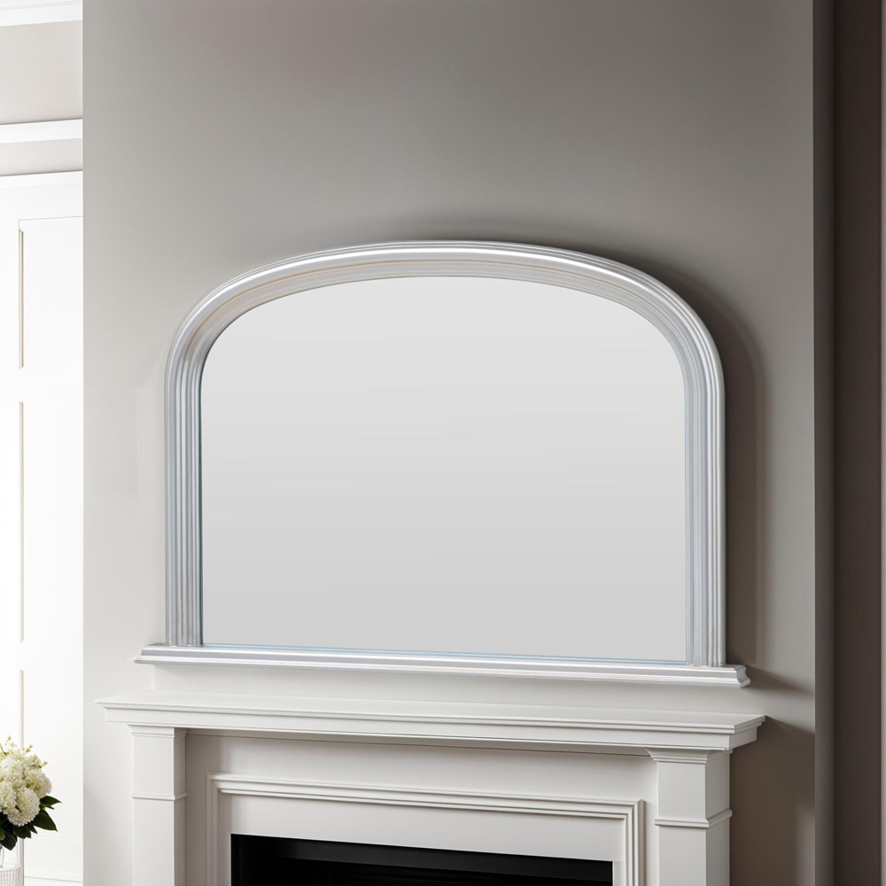 Yearn Silver Contemporary Arched Overmantle Mirror 77 x 112cm Image 2