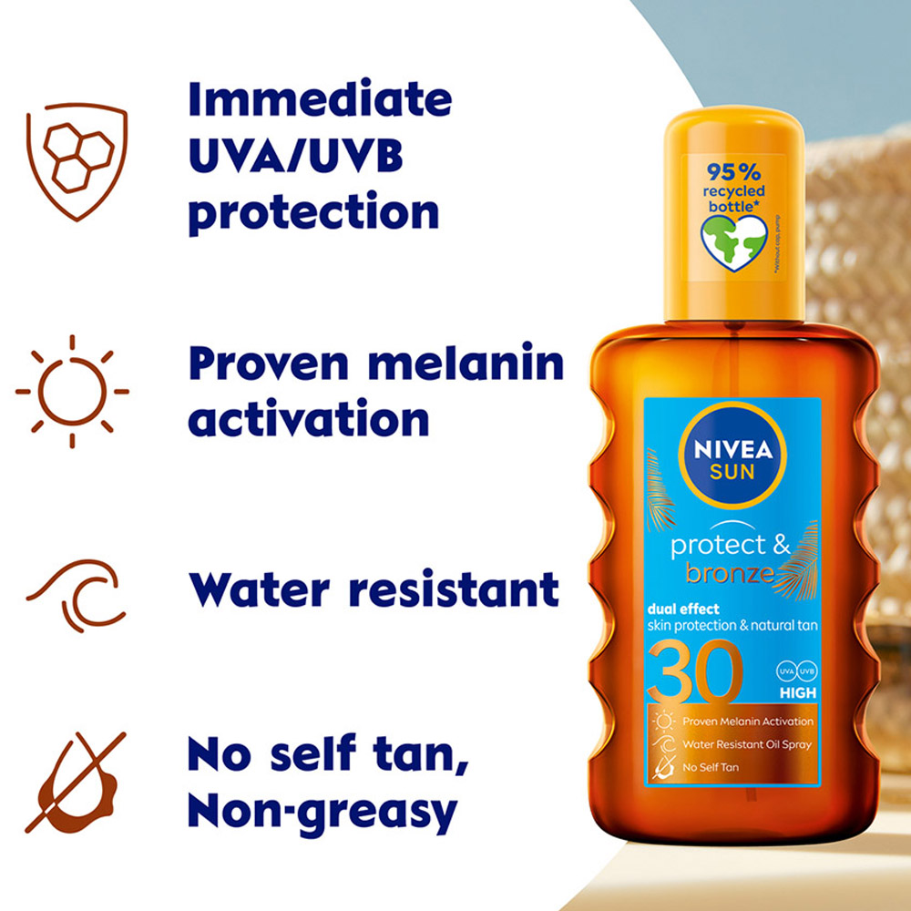 Nivea Sun Protect and Bronze Oil Spray SPF30 200ml Spray SPF30 200ml Image 4