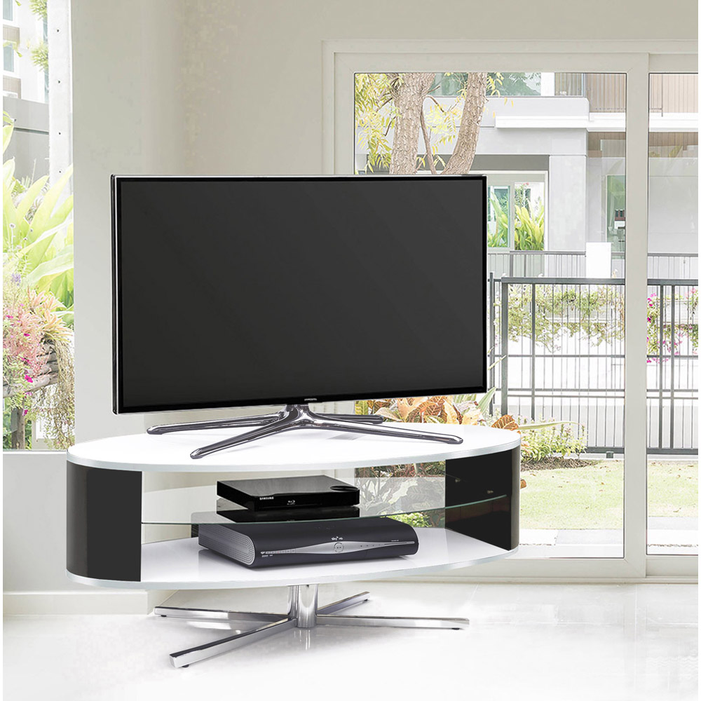 MDA Designs Orbit 2 Shelf White and Black TV Cabinet Image 6