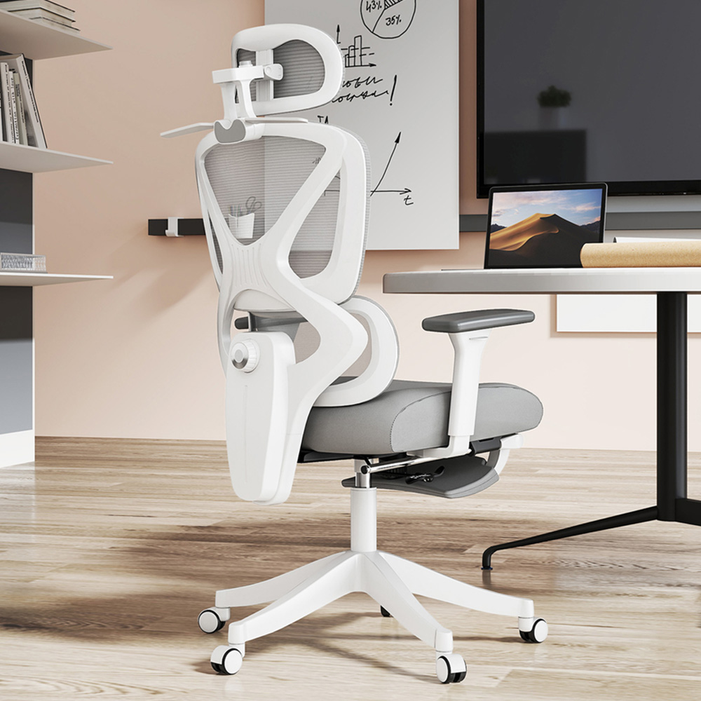 Portland Grey Recliner Executive Office Chair with Footrest Image 1