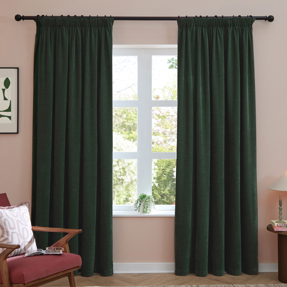 Furn Soft Chenille Bottle Blackout Pencil Pleat Curtains 168 x 229cm Image 1