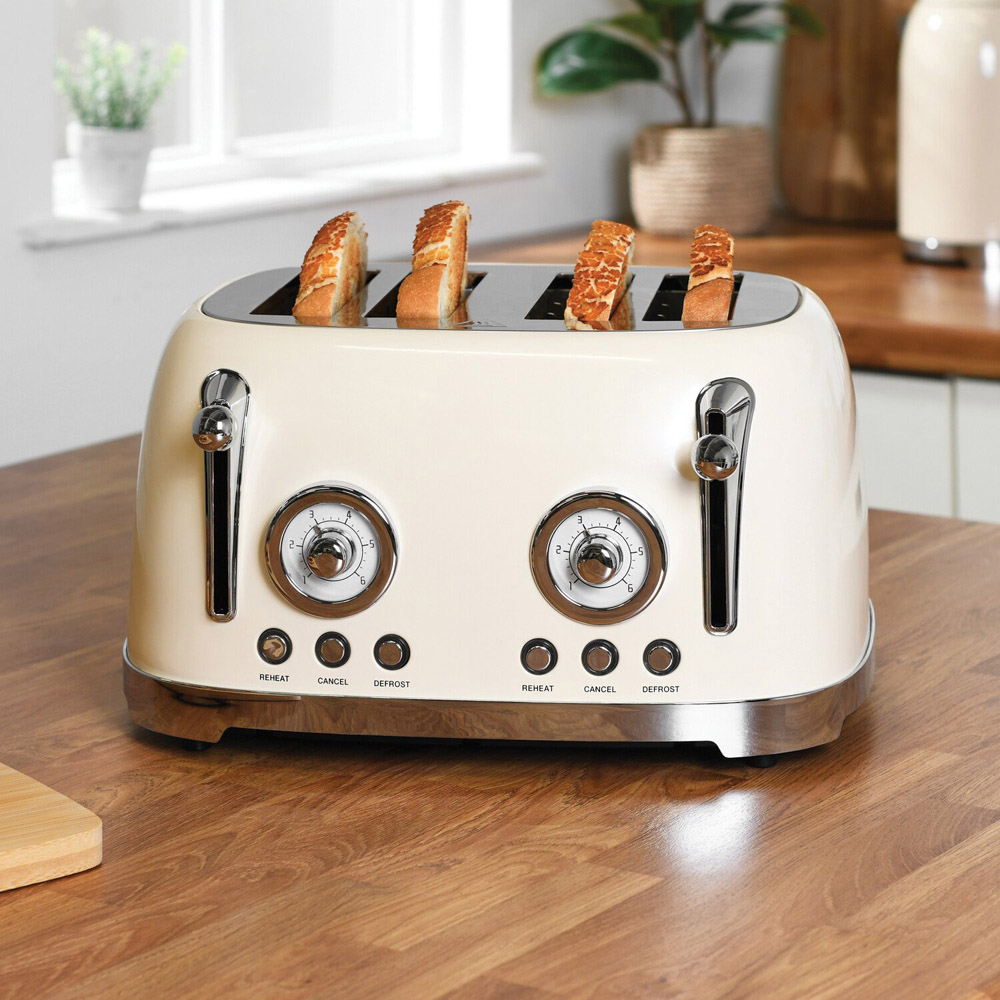 Retro 4 Slice Toaster Cream Image 2